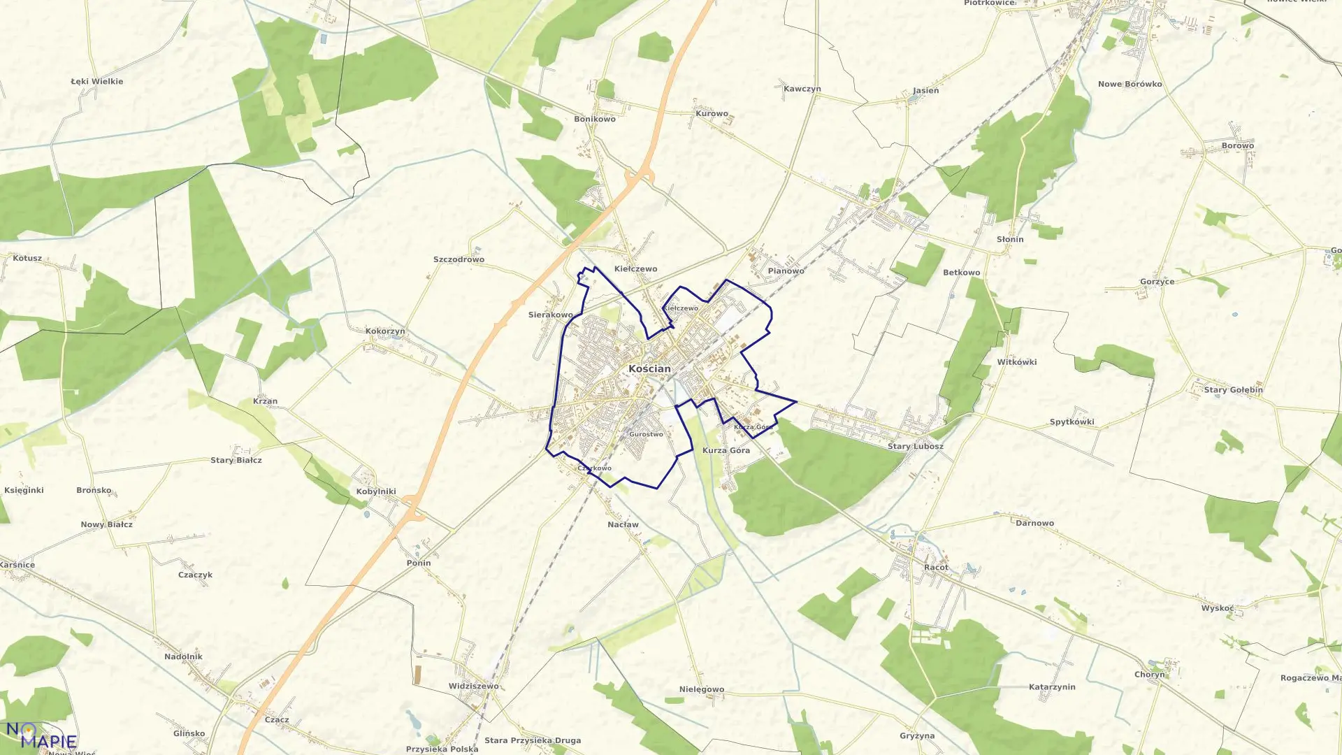 Mapa obrębu M.KOŚCIAN w mieście Kościan